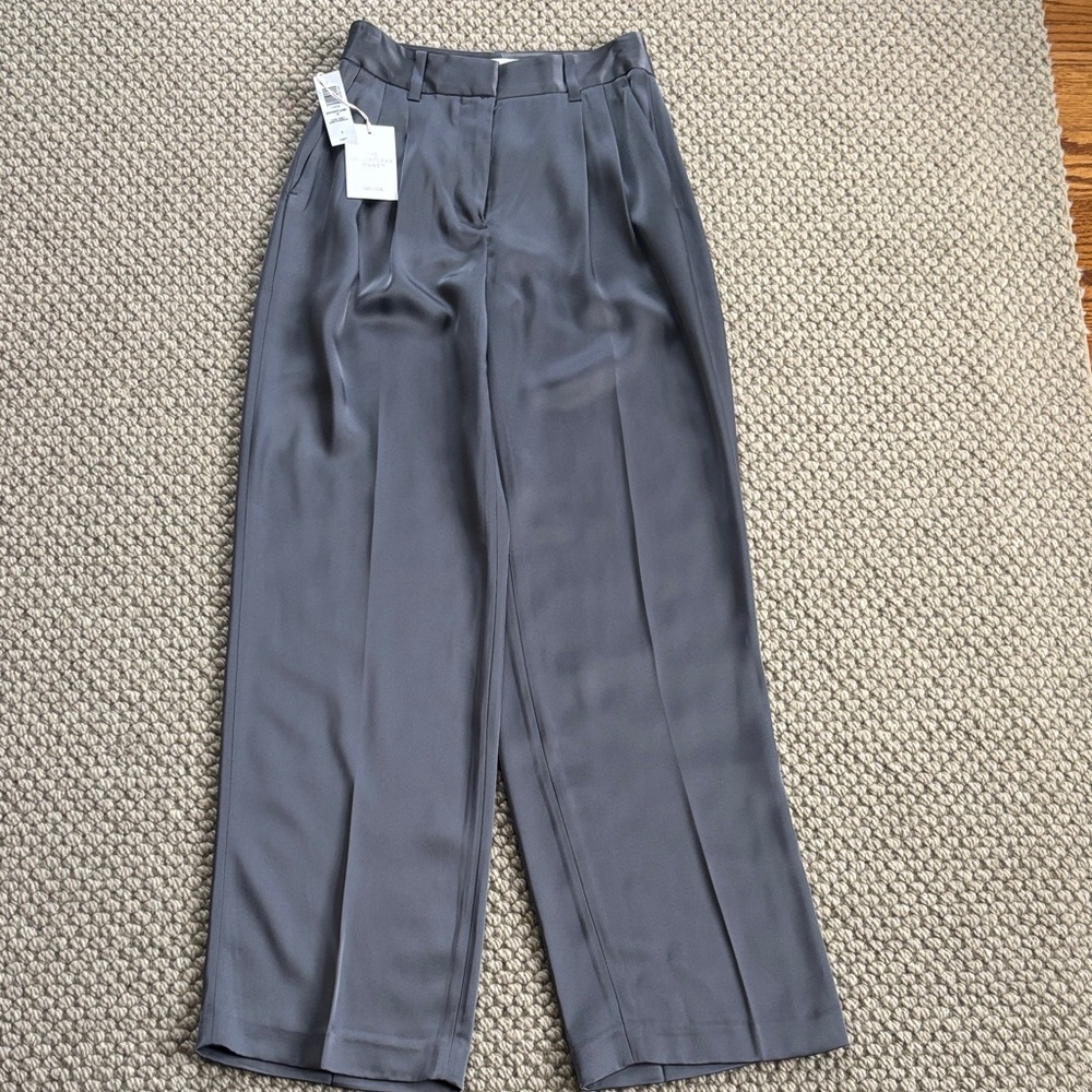 Aritzia “The Effortless Pant”  Gray Satin NWT